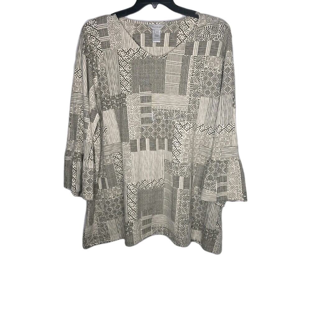 Multiples Womens Size 2X Plus Sandstone Tunic Top 3/4 Bell Sleeve Comfort Soft
